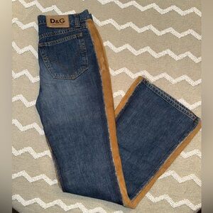 y2k Dolce and Gabbana, suede leather jeans, bootcut denim
